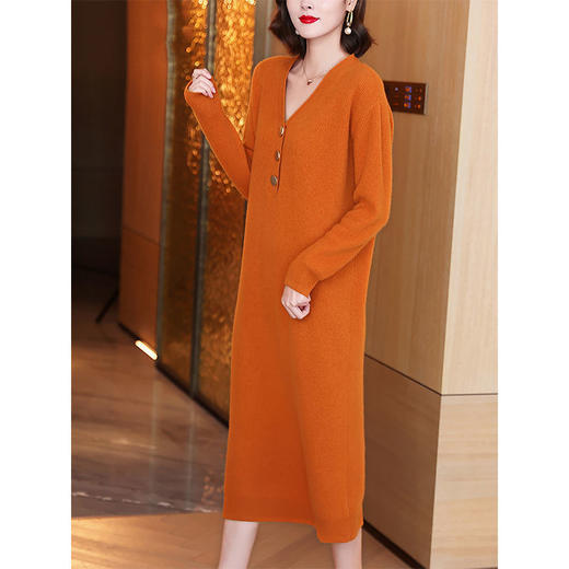 AA  XH法式v领显瘦连衣裙女人味时尚气质 商品图3