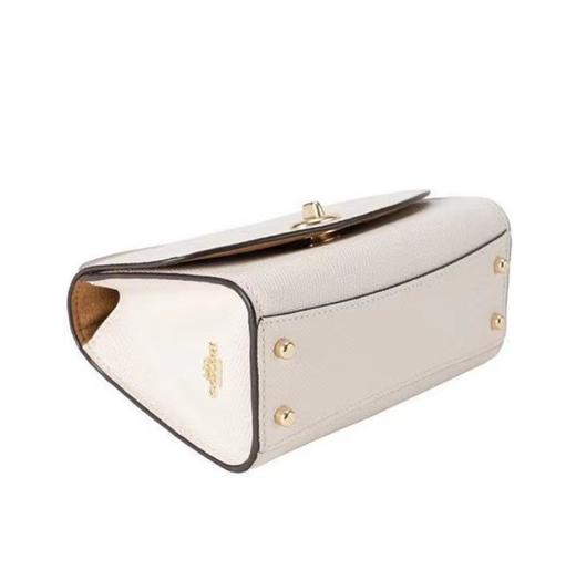 【预售】COACH蔻驰Tilly荔枝纹翻盖皮革手提单肩斜挎包迷你女款纯白色 商品图3