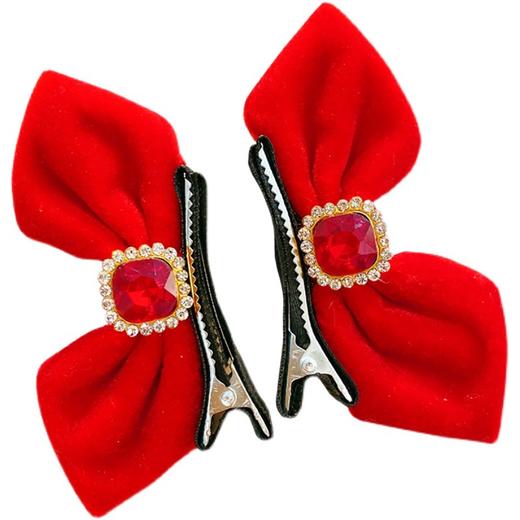 【可爱蝴蝶结侧夹对夹】新款流苏蝴蝶结发夹侧边发卡儿童女童女宝宝可爱对夹发饰头饰 商品图4