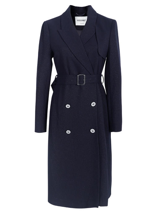 剩S/L 米思阳2025秋季时尚优雅满天星连衣裙收腰显瘦长袖西装裙0006 商品图4