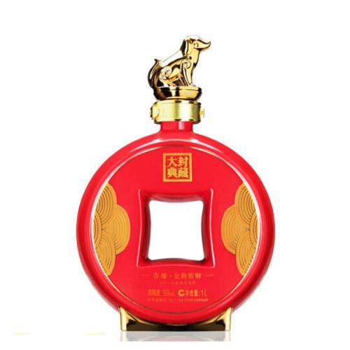 55度 1L 国窖1573酒 2018封藏大典纪念酒 春酿金狗佑财 铜钱版（酒厂封坛酒）带收藏证书独立编号 浓香型白酒 商品图0