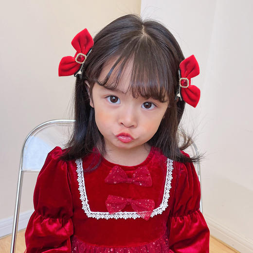 【可爱蝴蝶结侧夹对夹】新款流苏蝴蝶结发夹侧边发卡儿童女童女宝宝可爱对夹发饰头饰 商品图2