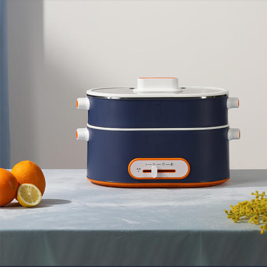 【现货发】CIH 煎炒锅MYG-Z698电蒸锅多功能家用大容量自动断电双层蒸菜蒸笼锅 商品图0