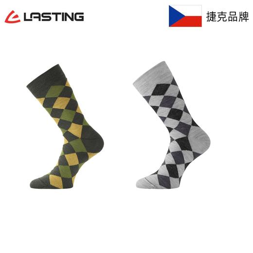 捷克LastingWPK菱格纹男士时尚薄款羊毛混纺袜 商品图0