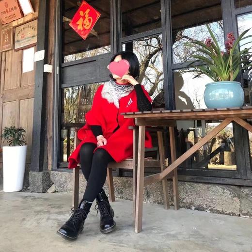 【à perles】优雅大气的新年红羊绒斗篷大衣 商品图5