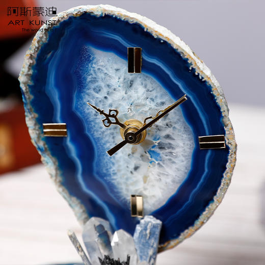 【6F】阿斯蒙迪进口天然水晶玛瑙创意座钟艺术礼品台钟欧式摆件装饰品 商品图2