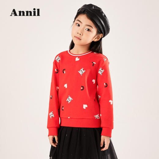 安奈儿2023春季新款女童圆领长袖卫衣ag211640 商品图1