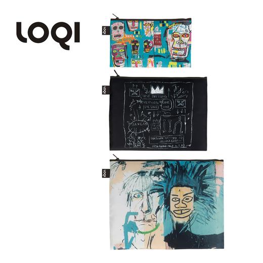 德国LOQI x 巴斯奎特 环保收纳袋三件套 ZP.JB巴斯奎特系列 皇冠 头骨文具数码配件收纳整理套包洗漱化妆防泼水潮流 商品图1