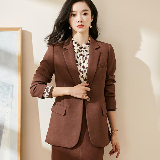 米思阳2026春季新款通勤休闲气质西装修身显瘦微弹长袖外套女0010 商品图1