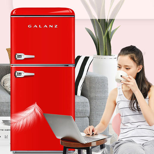 格兰仕电冰箱106升复古红两门双门家用小型电冰箱 直冷双门双温冰箱电冰箱BCD-106VF/J红 商品图1