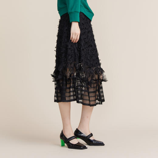 MIIDII谜底2022春新款高订晚礼裙复古时髦蕾丝长半身裙221GB0130 商品图1