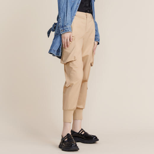 MIIDII谜底2022春新款帅气时尚拼接束脚工装裤女休闲裤221MK0035 商品图1