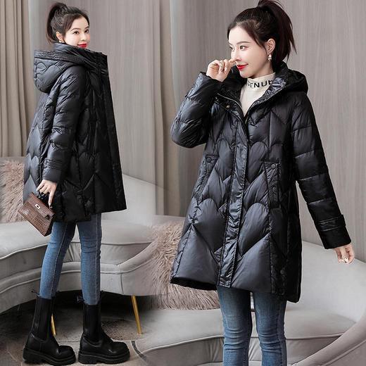 冬装爱心走线小A版型连帽中长款休闲简约 HR-WC218889 商品图3