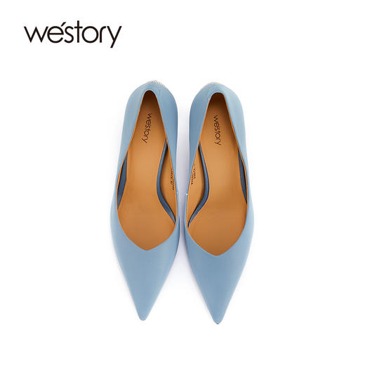 westory高级感法式高跟鞋尖头真皮女鞋细跟简约百搭单鞋浅口W22AE54071 商品图2