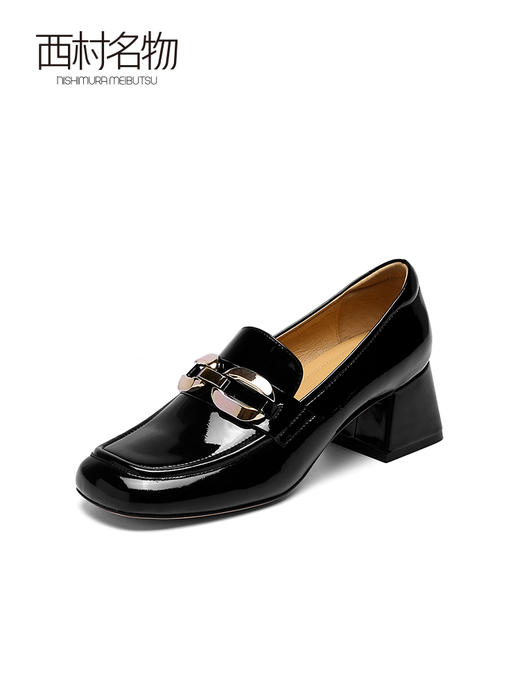 西村名物2022春季新款商场同款马衔扣粗跟高跟乐福鞋女单鞋X22AM17451 商品图2