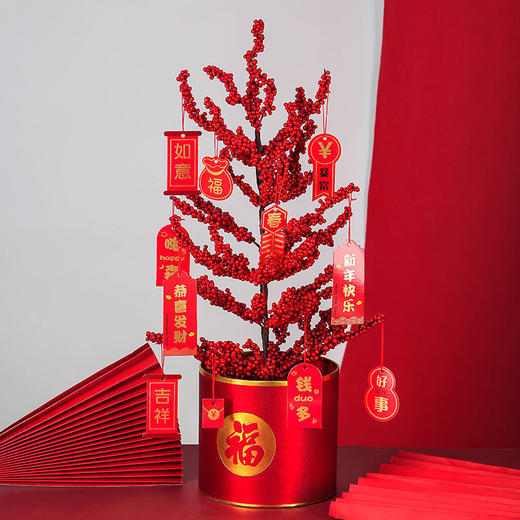 发财树红果聚财树新年装饰乔迁新居客厅商城店铺开业摆件婚庆布置 商品图9