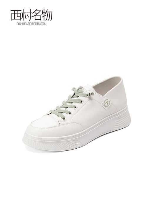 西村名物2022春季新款低跟平底鞋休闲百搭小白鞋女板鞋厚底X22AM16921 商品图2