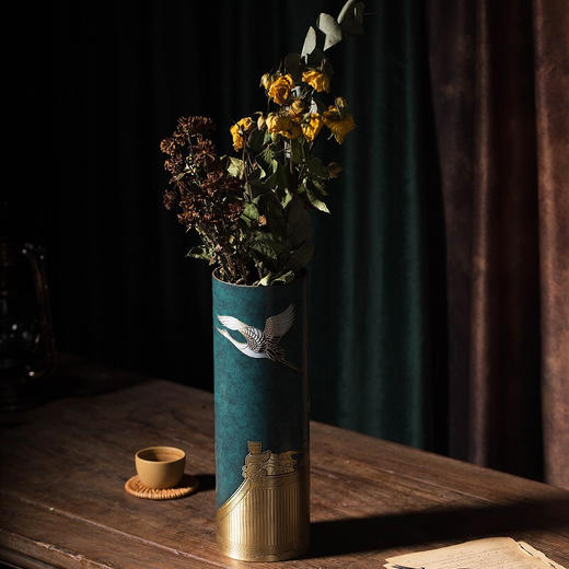 【6F】朱炳仁 铜 瑞鹤呈祥铜花瓶花器花插 工艺品艺术品摆件 家居装饰品 礼品礼 瑞鹤呈祥花瓶之意和 商品图4