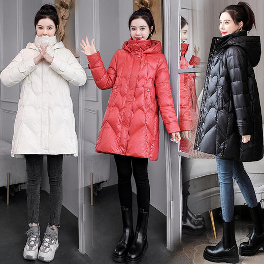 冬装爱心走线小A版型连帽中长款休闲简约 HR-WC218889 商品图1