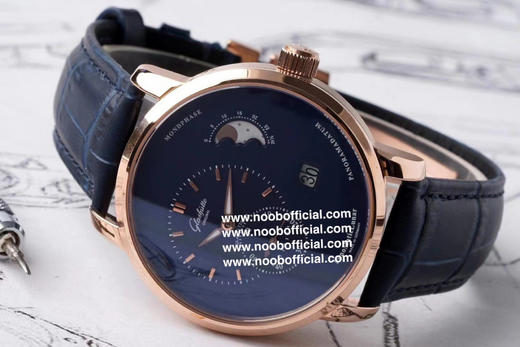 NOOB工厂最有“德味儿”的腕表———格拉苏蒂原创90偏心大日历月相，订制机芯的双跳大日历显示，日期显示的个位和十位并不在同一个日期圈上，有两个独立的显示盘，采用双模组设计 商品图2