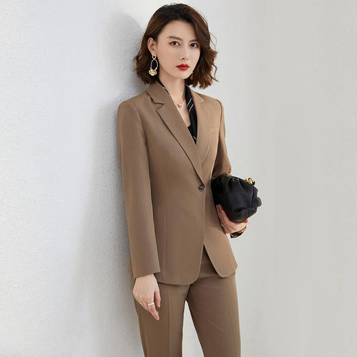 卡其色西装套装女冬气质女神范酒店经理工作服高端职业装正装西服 商品图1