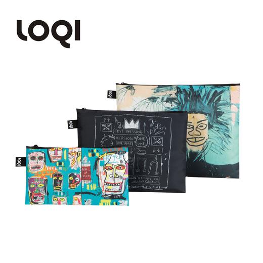 德国LOQI x 巴斯奎特 环保收纳袋三件套 ZP.JB巴斯奎特系列 皇冠 头骨文具数码配件收纳整理套包洗漱化妆防泼水潮流 商品图0