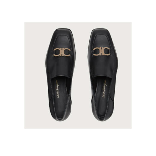 FERRAGAMO 菲拉格慕 GANCINI莫卡辛鞋 女士皮鞋 黑色 733041 商品图1