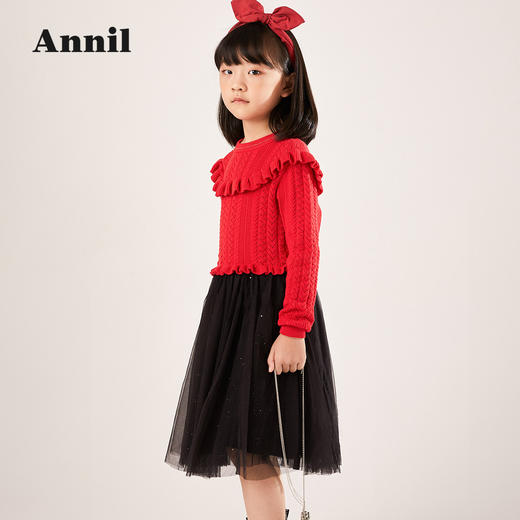 安奈儿2022春季新款女童长袖连衣裙ag214522 商品图1