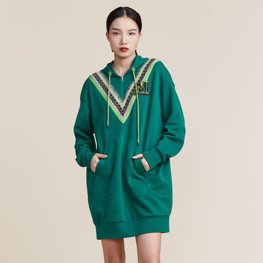 MIIDII谜底2022春新款时尚减龄休闲连帽卫衣连衣裙221ML0147 商品图0