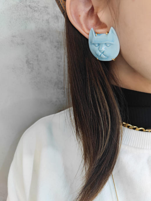 北京仓丨ANDRES GALLARDO-Cat Face Med-柴郡猫脸 耳钉［西班牙设计师］ 商品图1