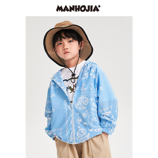 漫画家潮牌童装男女童外套22春新品防晒透气满印腰果花夹克防晒衣 商品图1