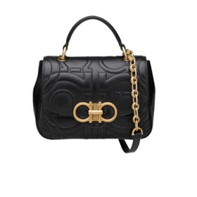 FERRAGAMO 菲拉格慕 GANCINI绗缝手提袋-小号 女提挎包 黑色 21 I281 732663