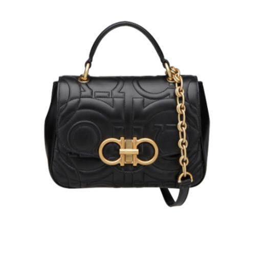 FERRAGAMO 菲拉格慕 GANCINI绗缝手提袋-小号 女提挎包 黑色 21 I281 732663 商品图0