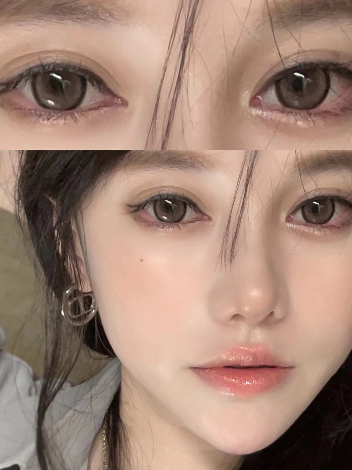 Claire color 水光狗狗眼棕 年抛 2片 14.5mm 着色13.8mm 基弧8.6  含水38%  韩国进口