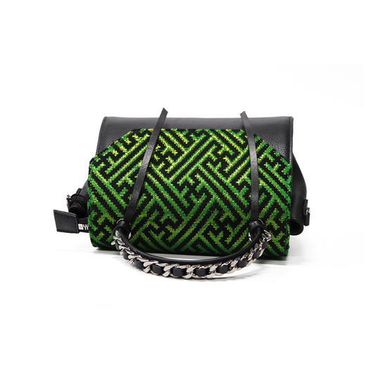 【非遗】傣族小竹纹织锦牛皮手提包 商品图2