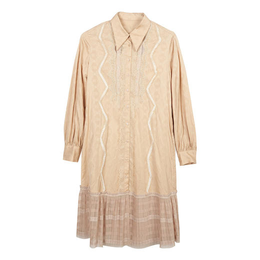 MIIDII谜底2022春新款拼接蕾丝复古优雅衬衫式连衣裙221ML0104 商品图4