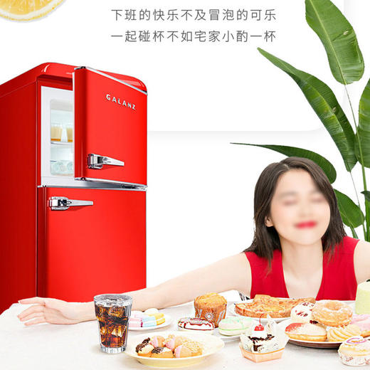 格兰仕电冰箱106升复古红两门双门家用小型电冰箱 直冷双门双温冰箱电冰箱BCD-106VF/J红 商品图2