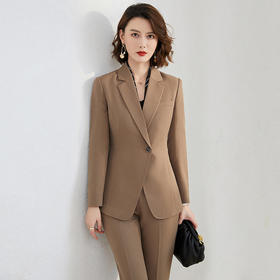 卡其色西装套装女冬气质女神范酒店经理工作服高端职业装正装西服