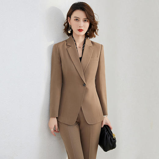 卡其色西装套装女冬气质女神范酒店经理工作服高端职业装正装西服 商品图0
