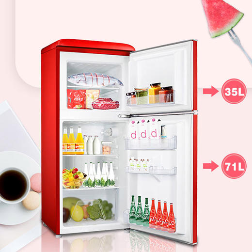 格兰仕电冰箱106升复古红两门双门家用小型电冰箱 直冷双门双温冰箱电冰箱BCD-106VF/J红 商品图4