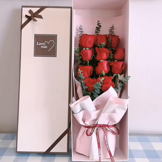 【你的静美 难以忘记】11朵精品红玫瑰 经典花盒 商品图0