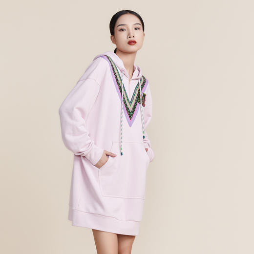 MIIDII谜底2022春新款时尚减龄休闲连帽卫衣连衣裙221ML0147 商品图3