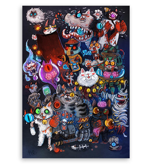 泡面猫 | 『万圣派对』限量精装版画 商品图0