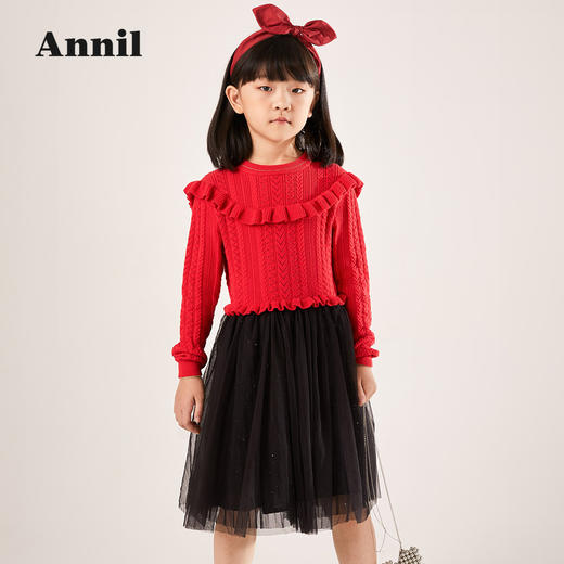 安奈儿2022春季新款女童长袖连衣裙ag214522 商品图0
