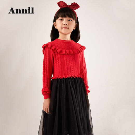 安奈儿2022春季新款女童长袖连衣裙ag214522 商品图2