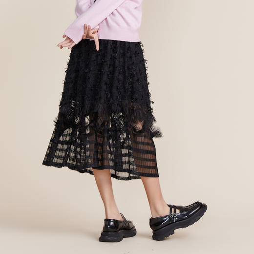 MIIDII谜底2022春新款高订晚礼裙复古时髦蕾丝长半身裙221GB0130 商品图2