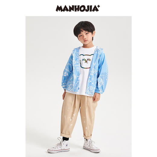 漫画家潮牌童装男女童外套22春新品防晒透气满印腰果花夹克防晒衣 商品图2