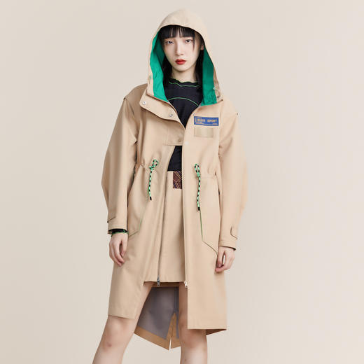 谜底2022春款可拆卸袖头一衣两穿中长款风衣马甲外套女221ME0082 商品图0