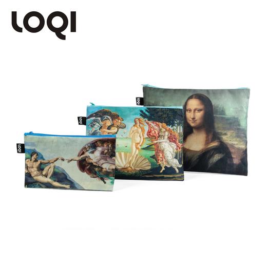 【收纳袋】德国LOQI 博物馆名画系列 环保收纳袋三件套 梵高星空 戴珍珠耳环的少女 蒙娜丽莎的微笑 文具数码配件收纳整理套包洗漱化妆防泼水潮流 商品图0