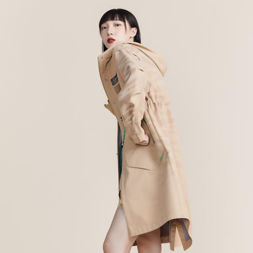 谜底2022春款可拆卸袖头一衣两穿中长款风衣马甲外套女221ME0082 商品图3